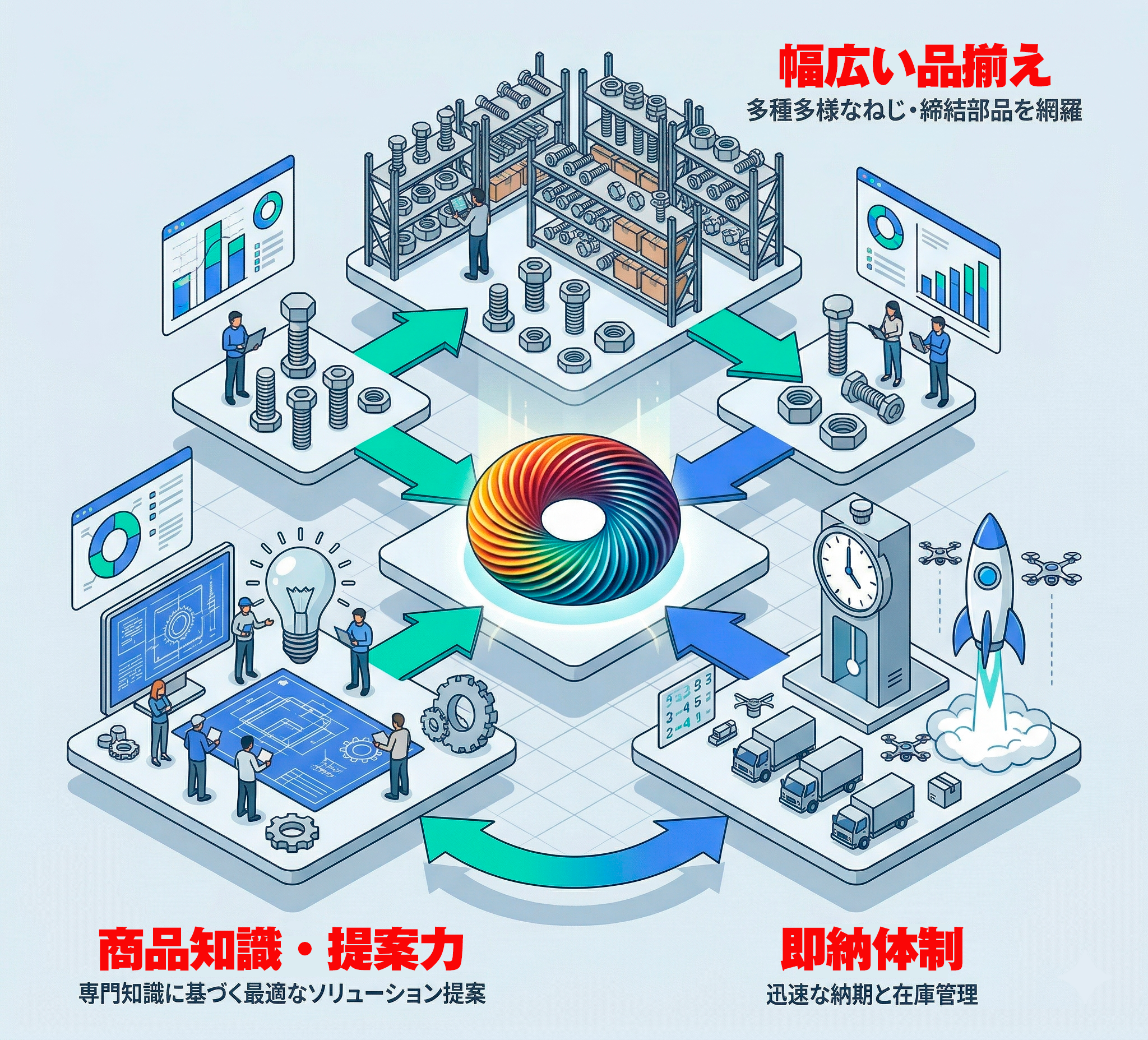フルアソートメントサービス 3つの強みトライアングル